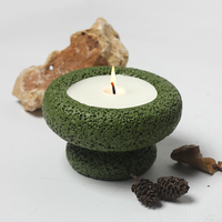 Bougie en cire de soja parfumée avec bol en béton d'aromathérapie en pierre à texture naturelle