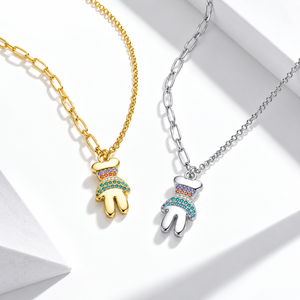 Multicolor Figure Necklace Stainless Steel 14K <b>Gold</b> Vacuum Plated Cubic Zirconia Mixed Link Chain <b>Gold</b> Silver - Product Image 1