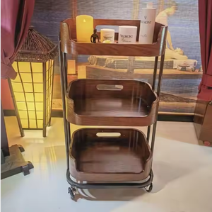 Chariot de rangement en bois de haute qualité pour outils de beauté, maquillage et coiffure, pour salon - Product Image 3