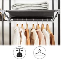 Armoire de rangement pliable en tissu à double niveau en métal, grande capacité de charge, pour vêtements d'enfants et salle de bain