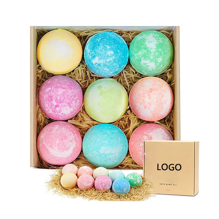 Private Label Colorful Christmas Bubble Vegan Donut Cupcake Kids Fizzy Organic CBD Bath Bombs 100mg Gift Set 12 Bath Bomb