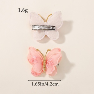 Set di 4 fermagli per capelli a forma di farfalla, in poliestere di alta qualità, per bambini, primaverili, alla moda, carini, fatti a mano, con clip a becco d'anatra. - Product Image 4