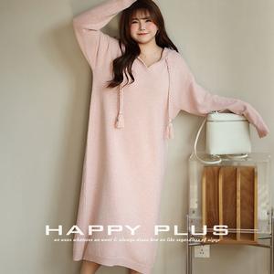 เดรสไหมพรมมีฮู้ดทรงหลวมสำหรับผู้หญิงไซส์ใหญ่ สีพื้น แขนยาว พร้อมป้ายและแท็ก - Product Image 5