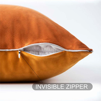 Housse de coussin carrée orange unie de haute qualité, double face en velours, pour la maison