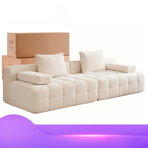Ensemble modulaire sectionnel compressé et emballé en rouleau, style nordique en forme de L, tissu bouclé nuage de luxe léger pour salon - Product Image 1