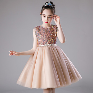 Abito Formale per Bambine, Vestito <span class=keywords><strong>da</strong></span> Principessa con Paillettes e Tulle Vaporoso, Abito per Esibizioni di Pianoforte, Vestito <span class=keywords><strong>da</strong></span> Piccola Presentatrice per Sfilate - Product Image 1