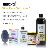 Ensemble de soins corporels OEM personnalisé Osckai Terminus pour l'élimination des taches brunes, exfoliant, éclaircissant, anti-âge, pour blanchir la peau du corps, 4 en 1