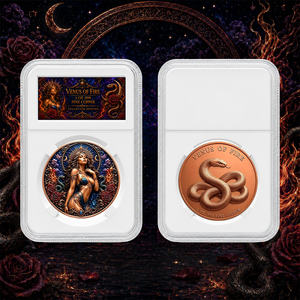 Pièce de collection en cuivre fin 99,9 % Vénus de l'Égène, déesse serpent, 1 oz, pièce commémorative ronde en relief 3D dans une boîte de protection graduée, cadeau - Product Image 1
