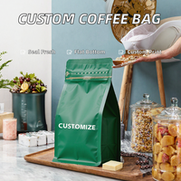 Sacs à café imprimés sur mesure, étanches à l'humidité avec valve, disponibles en plusieurs couleurs et motifs imprimés au choix
