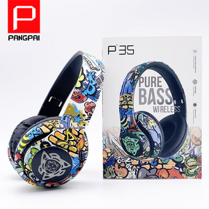 หูฟังบลูทูธ Pangpai P35 Graffiti ไร้สาย เสียงเบสสเตอริโอ พร้อมฟังก์ชั่นโทรออก ชาร์จด้วย Type C แบตเตอรี่ใช้งานได้ยาวนาน - Product Image 1