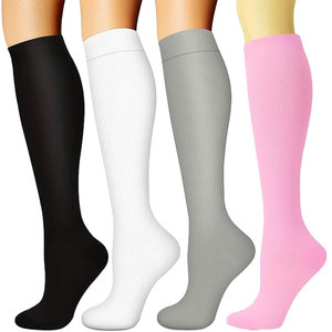 Chaussettes <span class=keywords><strong>de</strong></span> sport respirantes pour la randonnée, chaussettes <span class=keywords><strong>de</strong></span> compression, soutien <span class=keywords><strong>de</strong></span> la circulation pour la course à pied, la randonnée, les voyages - Utilisation hivernale, 4 paires, couleurs assorties - Product Image 2