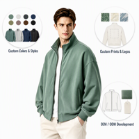 Veste Homme Oversize à Col Montant Zippé Couleur Unie Personnalisée pour Jeunesse, Échantillonnage Rapide, Fabrication en Usine, Hauts Décontractés d'Automne