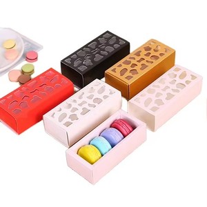 Wedding Favor Divided Recyclable Paperboard Folders Macaroon <strong>Sweets</strong> <strong>Packaging</strong> Boxes with Varnishing for Sugar and Food-Safe Use - Product Image 1