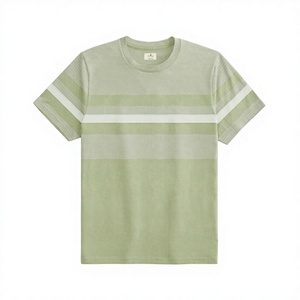 เสื้อยืดถักไหมพรมสีเขียวมะกอกสำหรับผู้ชาย ปักโลโก้ด้านหน้าได้ตามต้องการ ไซส์ใหญ่ สีพื้น เรียบง่าย แขนสั้น คุณภาพสูง ผ้าฝ้าย 100% - Product Image 1