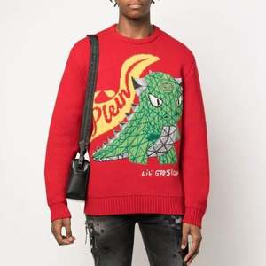 Pull rouge tricoté à col rond personnalisé avec poignets amples confortable à manches longues pull pour hommes de haute qualité - Product Image 1