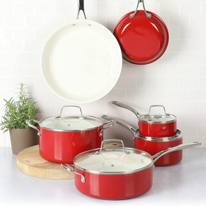 Offre Spéciale – Batterie de Cuisine 10 Pièces en Aluminium avec Revêtement Céramique Moderne, Poignées en Acier Inoxydable, Couvercles en Verre, Compatible Four et Lave-Vaisselle - Product Image 2