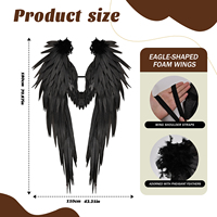 Ailes en mousse surdimensionnées 180*110cm, noir et blanc, deux couleurs, ailes d'ange et de diable pour adulte, accessoire de déguisement pour Halloween, carnaval, cosplay