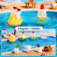 Mignonne figurine de chien en résine pour l'été, collection de figurines de chiens miniatures pour piscine, décoration de jouet en boîte mystère pour les vacances