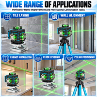 DERUIDA Niveau laser vert 4D 16 lignes 360° auto-nivelant haute précision avec télécommande pour la construction