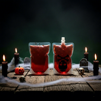 Emballage de boisson énergétique, de bière ou de jus, style vampire, écologique et personnalisé, sac de sang d'Halloween refermable avec bec verseur