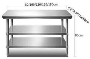 Mesa DE TRABAJO DE ACERO INOXIDABLE 304/201 de 3 niveles para una preparación eficiente de alimentos en hoteles y restaurantes Producto ensamblado - Product Image 4