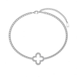 Dylam Top Jewelry 925 Sterling <b>Silver</b> Hypoallergenic Non Tarnish 5A Cubic Zirconia Four Leaf Clover <b>Charm</b> Tennis <b>Bracelet</b> - Product Image 1
