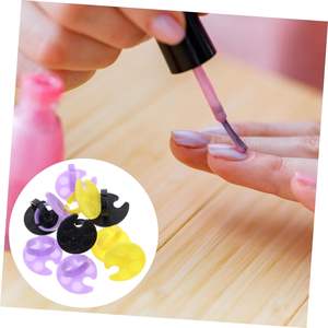 Placa de maquillaje de paleta de Arte de uñas de colores mezclados con hoja curva para esmalte de uñas bandeja de anillo de plástico para dedo usable - Product Image 6