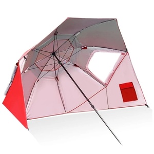 SPF 50+ Windproof Iron <b>Frame</b> Heavy Duty Manual Picnic Umbrella for Sand Anchoring at Concerts Festivals & Outdoor Events - Product Image 2