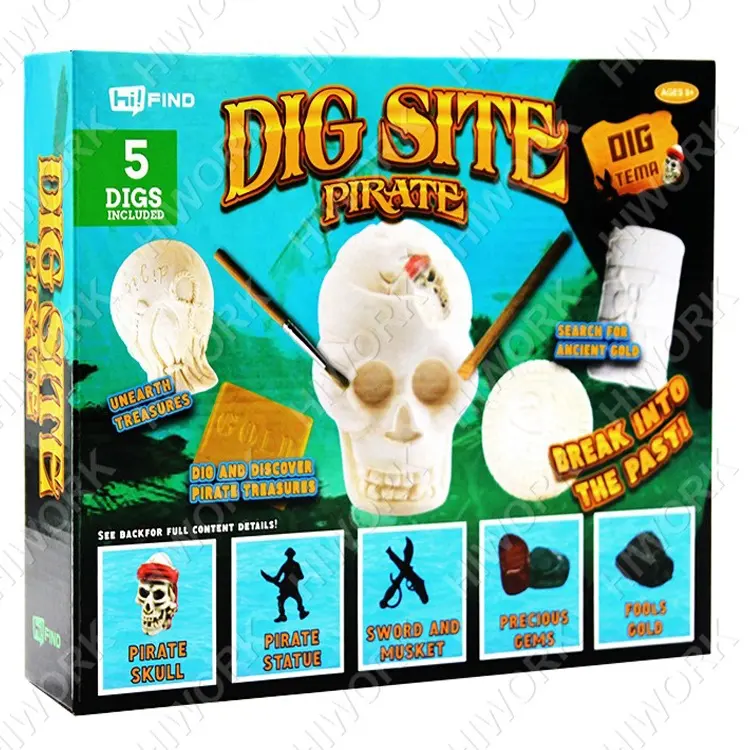 OEM STEM Kids Toys Dig Pirate Kit 5 IN 1 Set di scavi