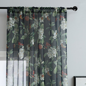 Rideaux floraux transparents XinLan avec voilages de rideaux de conception imprimée pour le salon, rideaux de fenêtre filtrant la lumière de poche de tige - Product Image 2