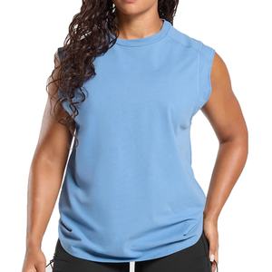 Camiseta sin Mangas de Algodón Puro con Logotipo Personalizable, Versión Casual Holgada de Verano para Mujer - Product Image 1