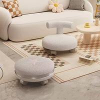 Tabouret et chaise modernes pour salon, en peau d'agneau, avec roulettes, pour usage domestique