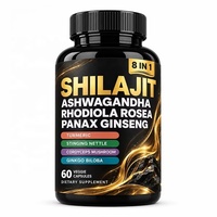 Capsules de Shilajit Ashwagandha Extra Fortes, Complément Alimentaire, 60 Capsules, Force et Endurance, Renforceur Musculaire, Ginseng, Capsules de Shilajit