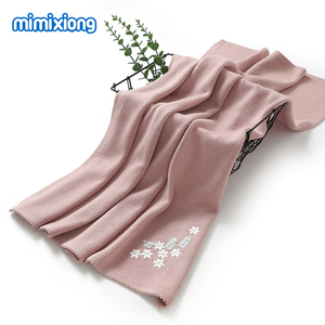 Mimixiong OEKO Tex algodón suave Swaddle tejido bordado flor recién nacido bebé mantas de punto - Product Image 4
