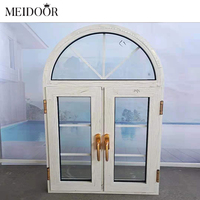 Ventana Moderna de Aluminio con Diseño de Arco y Rejilla, Ventana de Iglesia Personalizada con Rotura Térmica, Ventana Arqueada de Vidrio