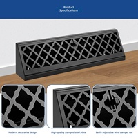 Grille d'aération d'angle réglable noire pour plinthe, diffuseur de retour d'air au sol, facile à installer