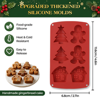 Moule à gâteau en silicone SILIKOLOVE Factory à 6 cavités en forme de sapin de Noël et de bonhomme en pain d'épices, certifié LFGB Platinum, sans BPA, pour la pâtisserie DIY