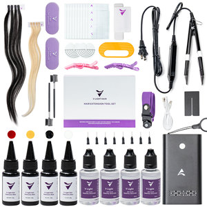 <span class=keywords><strong>Kit</strong></span> d'<span class=keywords><strong>Extensions</strong></span> de Cheveux à Lumière UV Iniceviolet Blond et Clair Cheveux Remy Raides et Bouclés avec Outils de Pose - Product Image 1