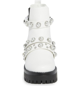 Botines con plataforma para mujer, botines tobilleros blancos con perlas, estilo Chelsea, para invierno y otoño, 2023 - Product Image 5