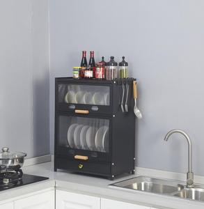Nuevo <span class=keywords><strong>Escurridor</strong></span> de <span class=keywords><strong>Platos</strong></span> Negro de Acero Inoxidable y Plástico de 2 Niveles para Cocina - Product Image 5