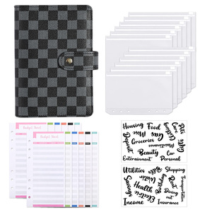 Agenda Personalizzata A6 in Pelle PU con Copertina Rigida <span class=keywords><strong>a</strong></span> <span class=keywords><strong>Quadretti</strong></span>, 6 Anelli, Portafoglio con Buste per Contanti, Pianificatore di Budget - Product Image 3