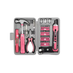 Kit d'outils à main rose pour femmes, 34 pièces, pour réparation domestique, ensemble complet dans un étui rigide portable, pour bricoleur domestique, prêt pour OEM/ODM - Product Image 1