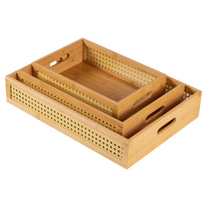 Wooden Storage <b>Box</b> Rectangle Mesh Side Desk Organizer For Cosmetic And Snack Storage - Product Image 5