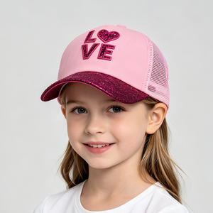 Gorra de béisbol de malla brillante con diseño de 6 paneles para niñas, gorra deportiva tipo camionero con purpurina dorada 3D frontal, diseño adorable para niños - Product Image 4