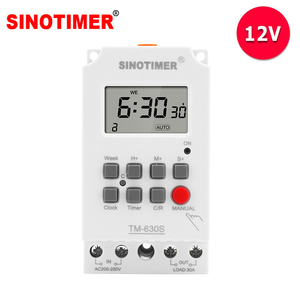 Sinotimer tm630s Bảng điều khiển màu trắng gắn hẹn giờ cài đặt 1 giây 30A tải 200-250vac 50/60Hz hoặc 12VDC LCD lập trình hẹn giờ chuyển đổi - Product Image 1