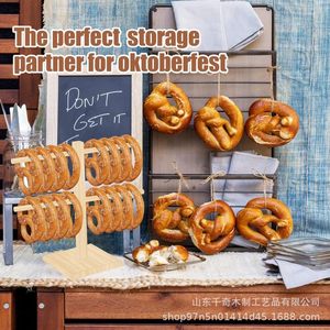 Wooden Pretzel Stand 2 Tier Freestanding <b>Display</b> <b>Rack</b> For Oktoberfest <b>Beer</b> Festival - Product Image 1
