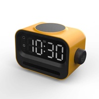 Jam Alarm Speaker BT portabel, dengan pengisi daya nirkabel warna-warni untuk ponsel