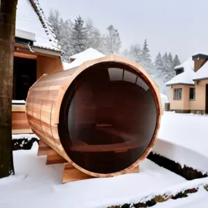 Benutzer definierte Panorama im Freien Kanadische Luxus Red Cedar Barrel Sauna Traditionelle Trocken dampfs auna