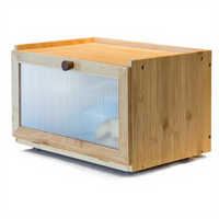 Boîte à pain en bambou de haute qualité, conteneur de rangement pour pain, boîte à pain avec fenêtre, porte-pain pour la cuisine