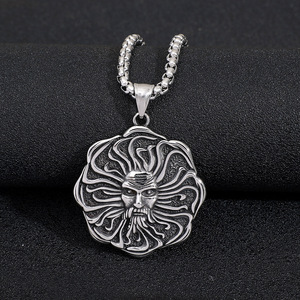 Yunnique Collar con colgante de acero de titanio con diseño de cara geométrica, joyería de moda unisex - Product Image 2